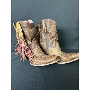 Junk Gypsy by‎ Lane Womens 8 Brown Fringe Western Ankle Boots Leather Boho